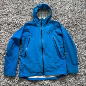 Mountain Hardwear Waterproof Rain Jacket Blue Dry.Q Elite Men's Sz Large